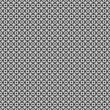 Siyah noktaların soyut desen süslemesi, daireler, beyaz arkaplanda, üretken hesaplama sanatı çizimi, simetrik, geometrik tek renkli arkaplan