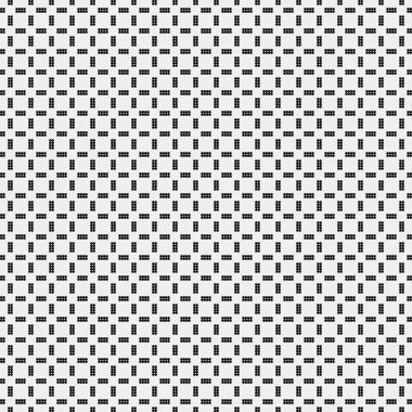 Siyah noktaların soyut desen süslemesi, daireler, beyaz arkaplanda, üretken hesaplama sanatı çizimi, simetrik, geometrik tek renkli arkaplan