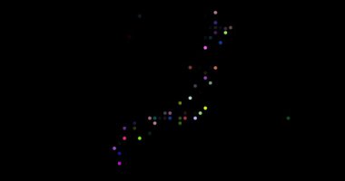 Abstract Flight of Circles Mapping Japan Silhouette