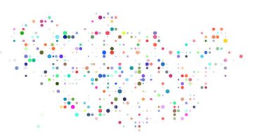 Digital Particles Drift Assembling Ethereal Mongolia Map Design