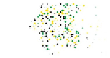 Animated flying circles build Suriname outline