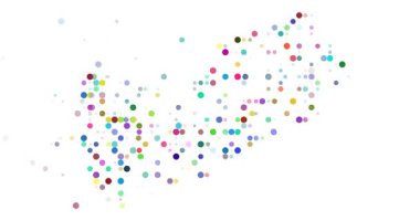 Vivid circle particles animate Yemen abstract silhouette map