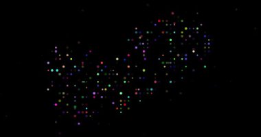 Emergent artistic circle particles form Yemen national outline