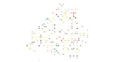 Flying circle particles create Belarus outline