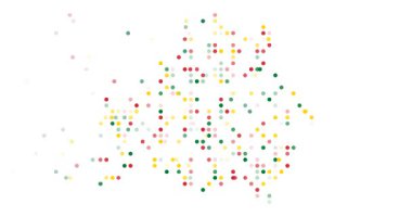 Minimalist Belarus map from abstract flying dots