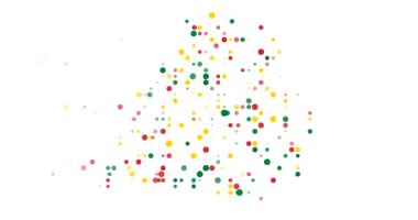 Minimalist Belarus map from abstract flying dots