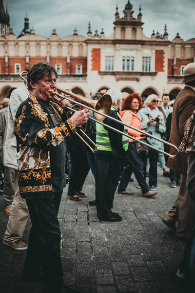 Krakow Polonia Julio 2018 Gente Celebra Domingo Jazz Nueva Orleans — Foto de Stock