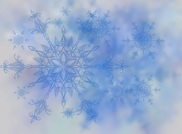 Абстрактный Синий Фон Снежинки — стоковое фото