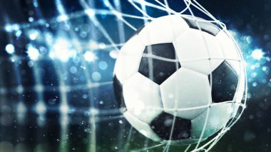 Futbol topu bir hedef net puanları. 3D render
