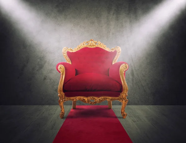 Sillón de lujo rojo y dorado. concepto de éxito y gloria — Foto de Stock