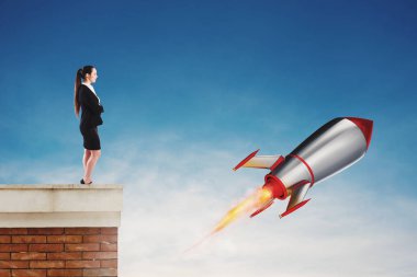 Hızlı roket hızlı uçmaya hazır. Yeni bir şirket kavramın başlangıç