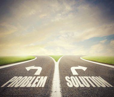Sorun ve çözüm yolu ile kavşak. Doğru bir karar kavramı