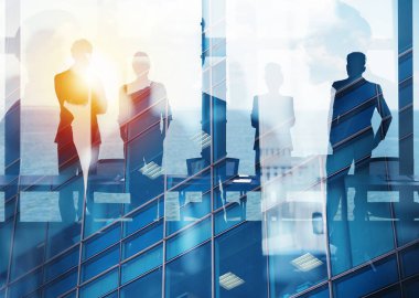 Geleceği arayan bir grup iş ortağı. Şirket ve girişim kavramı
