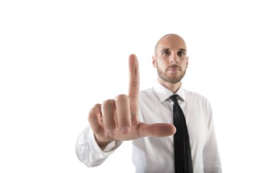 İşadamı fütüristik Internet arayüzü ile çalışır