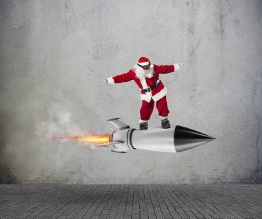 Noel hediye bir roket ile uçmaya hazır hızlı teslimat