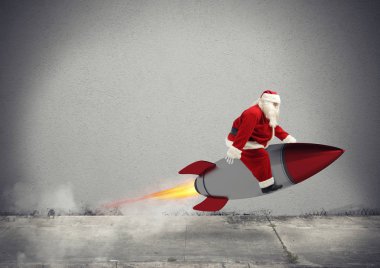 Noel hediye bir roket ile uçmaya hazır hızlı teslimat