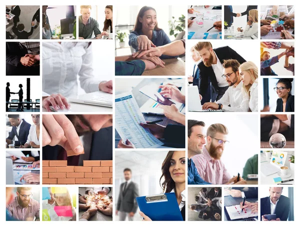 Collage de negocios con escena de la persona de negocios en el trabajo —  Fotos de Stock