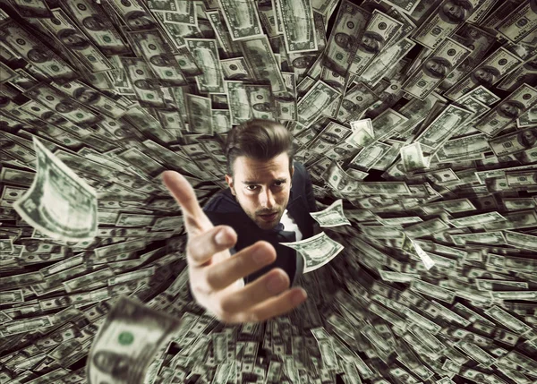 Omul de afaceri înghițit de o gaură neagră de bani — Fotografie, imagine de stoc