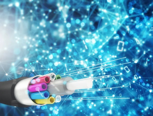 Internet connection with optical fiber. Concept of fast internet — Stock Photo, Image