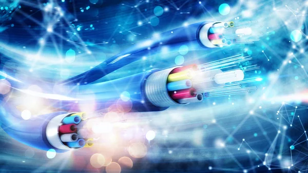 Internet connection with optical fiber. Concept of fast internet — Stock Photo, Image
