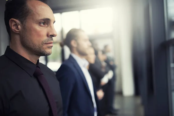 Businessmen that look far for the future. Concept of teamwork, partnership and startup — Stock Photo, Image