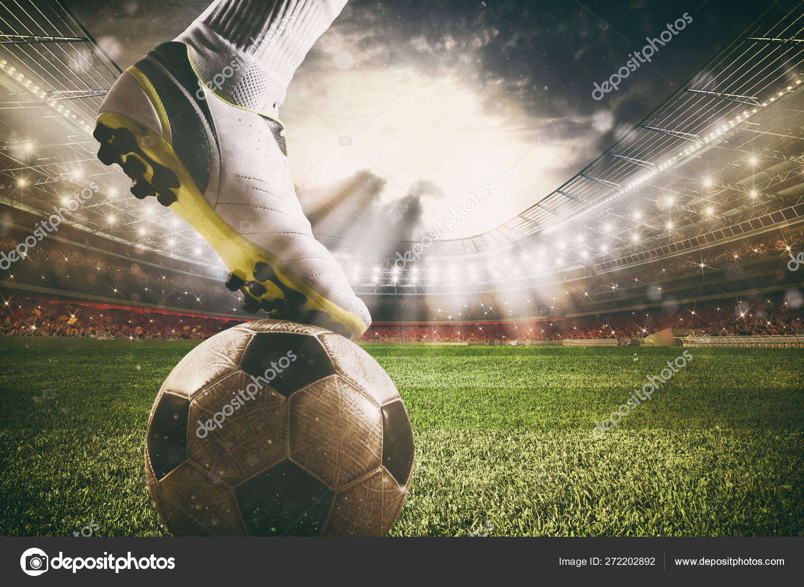 Close Up Of A Soccer Striker Ready To Kicks The Ball At The Stadium Stock Photo By C Alphaspirit Close Up Of A Soccer Striker Ready To Kicks The Ball At The Stadium Stock Photo By C Alphaspirit