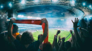 Stadyumdaki taraftarların tezahürat yaptığı futbol maçı.