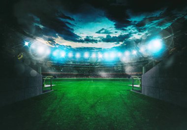 Soyunma odası tüneli çıkışında görülen futbol Stadı