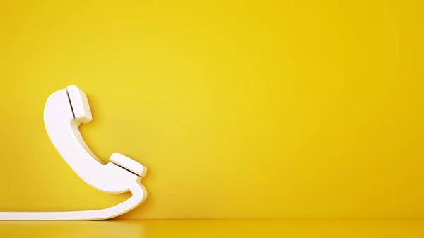 3D-Symbol eines großen Telefonhörers auf gelbem Hintergrund. Rendering — Stockfoto