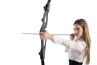 İş kadını iş hayatında başarıya işaret etti.