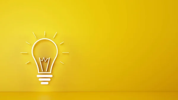Big bulb light on a yellow background. 3D Rendering — Stock Photo, Image