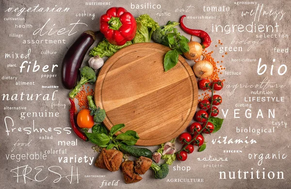 야채의 건강한 배경. 가장 인기있는 용어와 정품 식품의 개념 — 스톡 사진
