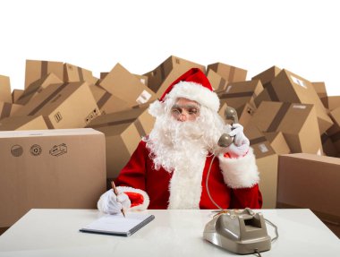 Noel Baba Noel için hediyeler tüm sipariş dinlemeye hazır