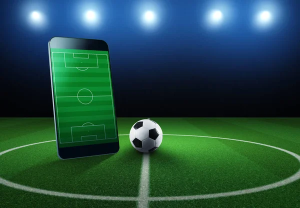 Watch a live sports event on your mobile device — Stock Photo, Image