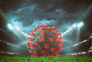 Stadyumun içinde bir virüs soccerball 'u kapat.