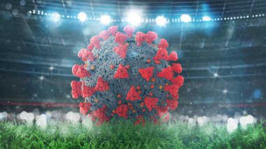 Stadyumun içinde bir virüs soccerball 'u kapat.