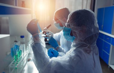 Tıp bilimi laboratuvarı. Virüs ve bakteri araştırması kavramı