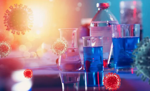 Laboratorium Ilmu Kedokteran. Konsep penelitian virus dan bakteri — Stok Foto