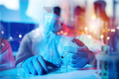 Tıp bilimi laboratuvarı. Virüs ve bakteri araştırması kavramı