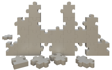 Bulmacadan yapılmış bir duvarın 3 boyutlu canlandırması