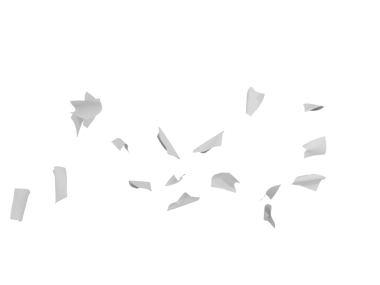 Uçan kağıt çarşafların izole edilmiş 3D görüntüsü