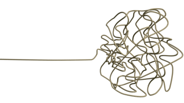 Bir ipin izole edilmiş halatı karışıklıkla sona erer