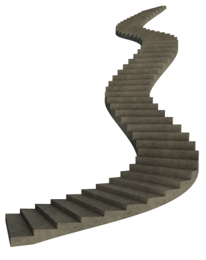 Yüksek merdivenin izole edilmiş 3D görüntüsü.