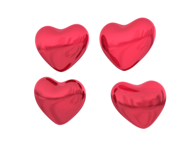 Heart shaped helium balloons for valentine day. 3d rendering