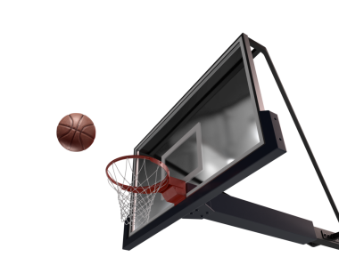 Basketball scene of a ball that is entering the basket. 3d rendering