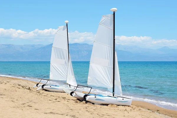 Sail Yachts Beach Ionian Sea Luxury Hotel Peloponnes Greece — Stock Photo, Image