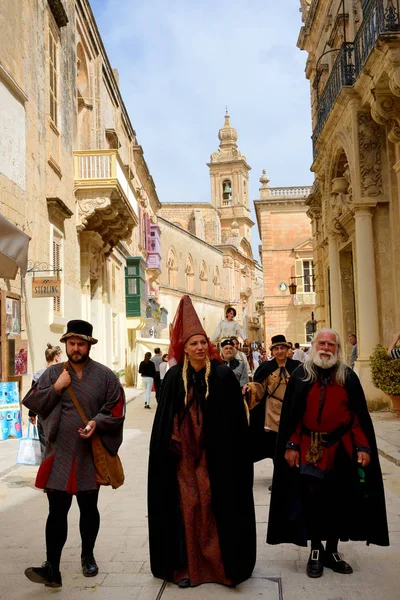 Mdina Malta April Mdina Middeleeuws Festival Toeristen April 2015 Mdina — Stockfoto