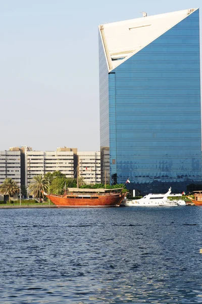 Jachten Van Recreatie Traditionele Dhow Schip Zijn Dubai Creek Verenigde — Stockfoto