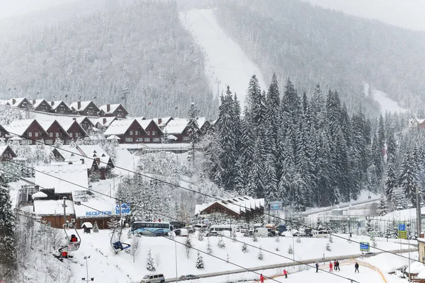 Bukovel Ukraine Dezember Rezeption Und Chalets Skigebiet Bukovel Ist Das — Stockfoto
