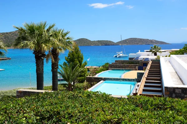 Pláž Luxusním Hotelu Kréta Řecko — Stock fotografie